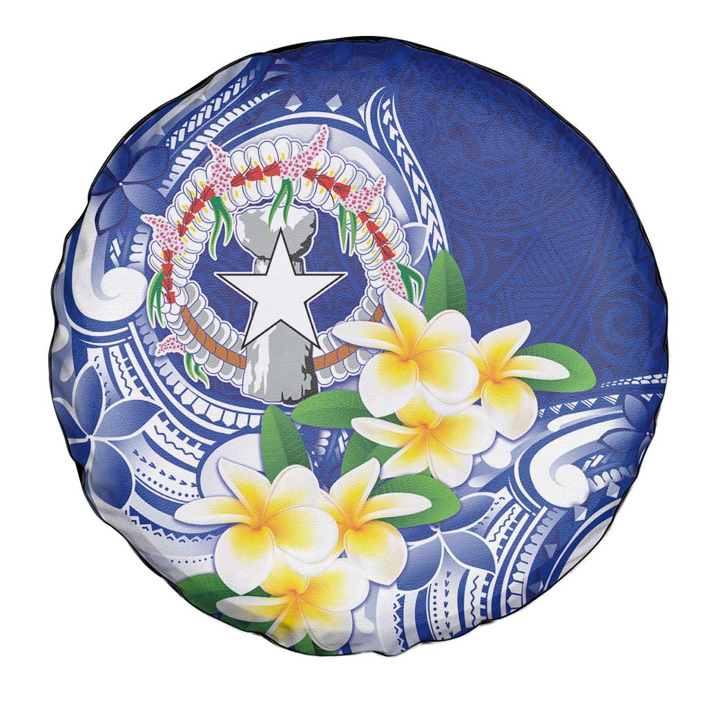 Northern Mariana Islands Spare Tire Cover Polynesian Pattern With Frangipani