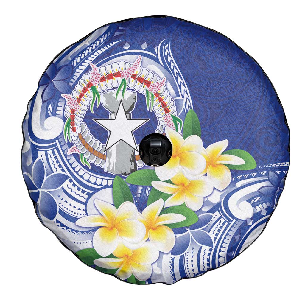 Northern Mariana Islands Spare Tire Cover Polynesian Pattern With Frangipani