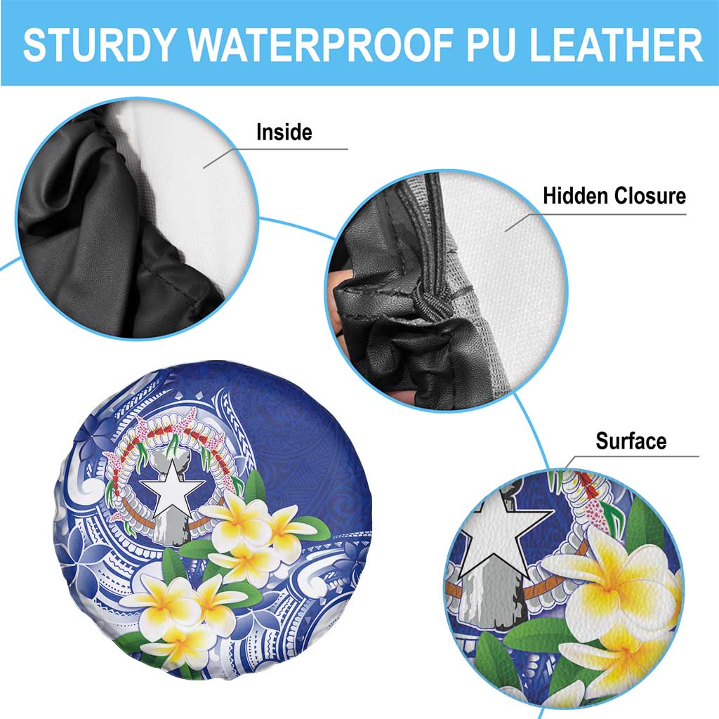 Northern Mariana Islands Spare Tire Cover Polynesian Pattern With Frangipani