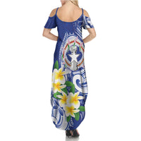 Northern Mariana Islands Summer Maxi Dress Polynesian Pattern With Frangipani LT05 - Polynesian Pride