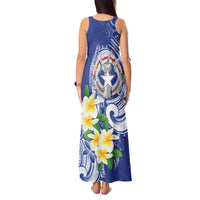 Northern Mariana Islands Tank Maxi Dress Polynesian Pattern With Frangipani LT05 - Polynesian Pride