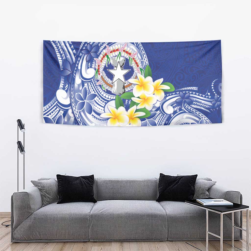 Northern Mariana Islands Tapestry Polynesian Pattern With Frangipani LT05 - Polynesian Pride
