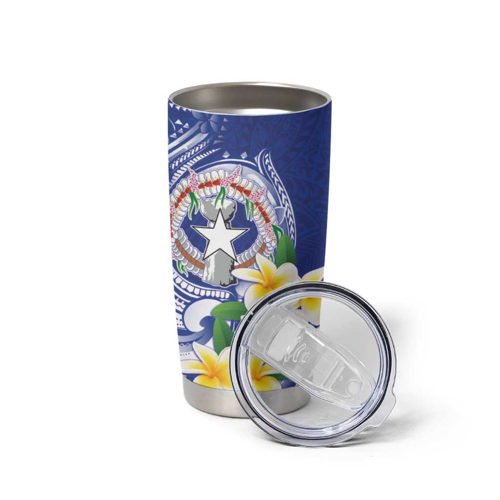 Northern Mariana Islands Tumbler Cup Polynesian Pattern With Frangipani LT05 - Polynesian Pride