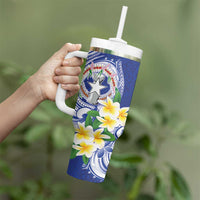 Northern Mariana Islands Tumbler With Handle Polynesian Pattern With Frangipani LT05 - Polynesian Pride