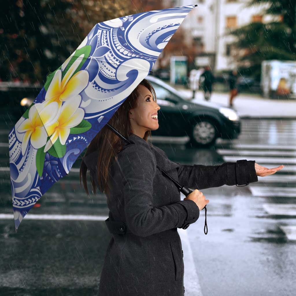 Northern Mariana Islands Umbrella Polynesian Pattern With Frangipani