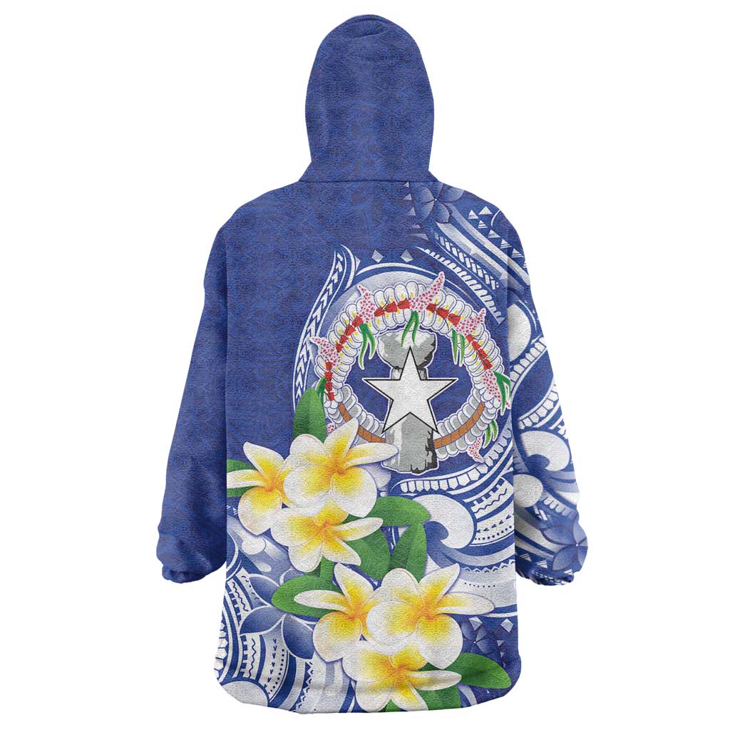 Northern Mariana Islands Wearable Blanket Hoodie Polynesian Pattern With Frangipani LT05 - Polynesian Pride
