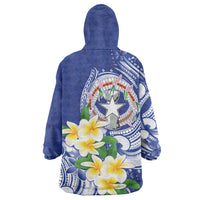 Northern Mariana Islands Wearable Blanket Hoodie Polynesian Pattern With Frangipani LT05 - Polynesian Pride