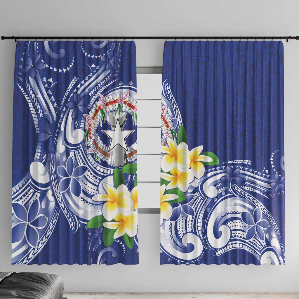 Northern Mariana Islands Window Curtain Polynesian Pattern With Frangipani LT05 With Hooks Navy - Polynesian Pride
