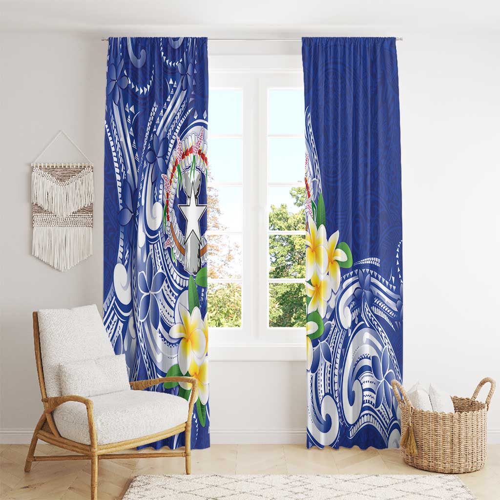 Northern Mariana Islands Window Curtain Polynesian Pattern With Frangipani LT05 - Polynesian Pride