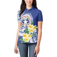 Northern Mariana Islands Women Polo Shirt Polynesian Pattern With Frangipani LT05 - Polynesian Pride
