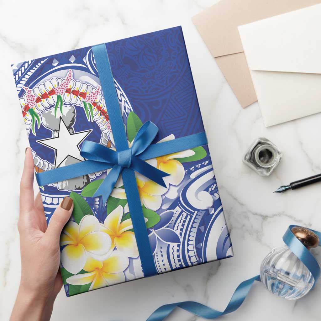 Northern Mariana Islands Wrapping Paper Polynesian Pattern With Frangipani LT05 - Polynesian Pride