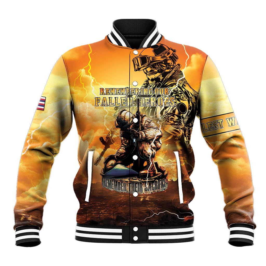 Hawaii Memorial Day Baseball Jacket Remember Their Sacrifice LT05 Unisex Yellow - Polynesian Pride