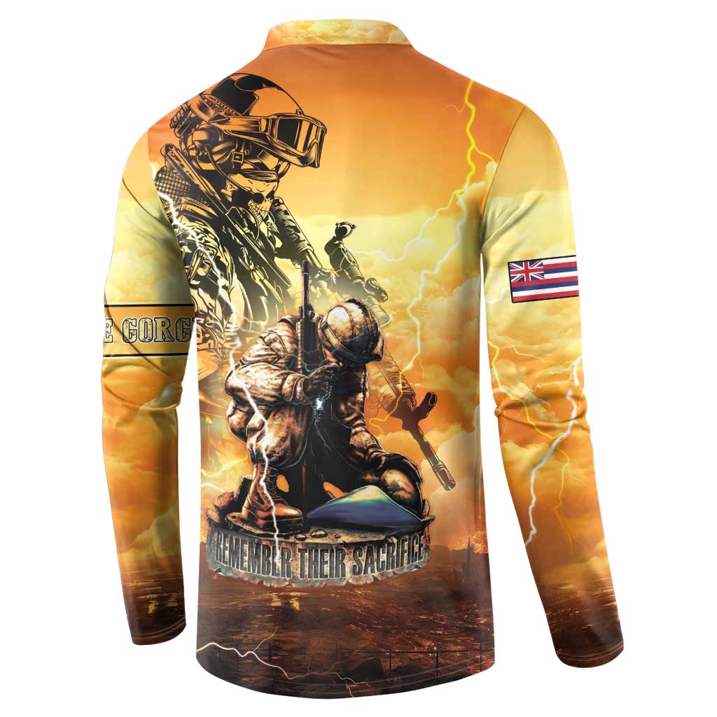 Hawaii Memorial Day Button Sweatshirt Remember Their Sacrifice LT05 - Polynesian Pride
