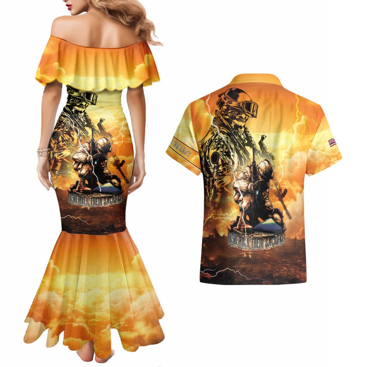 Hawaii Memorial Day Couples Matching Mermaid Dress and Hawaiian Shirt Remember Their Sacrifice LT05 - Polynesian Pride
