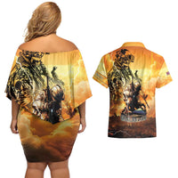 Hawaii Memorial Day Couples Matching Off Shoulder Short Dress and Hawaiian Shirt Remember Their Sacrifice LT05 - Polynesian Pride