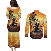 Hawaii Memorial Day Couples Matching Puletasi and Long Sleeve Button Shirt Remember Their Sacrifice LT05 - Polynesian Pride