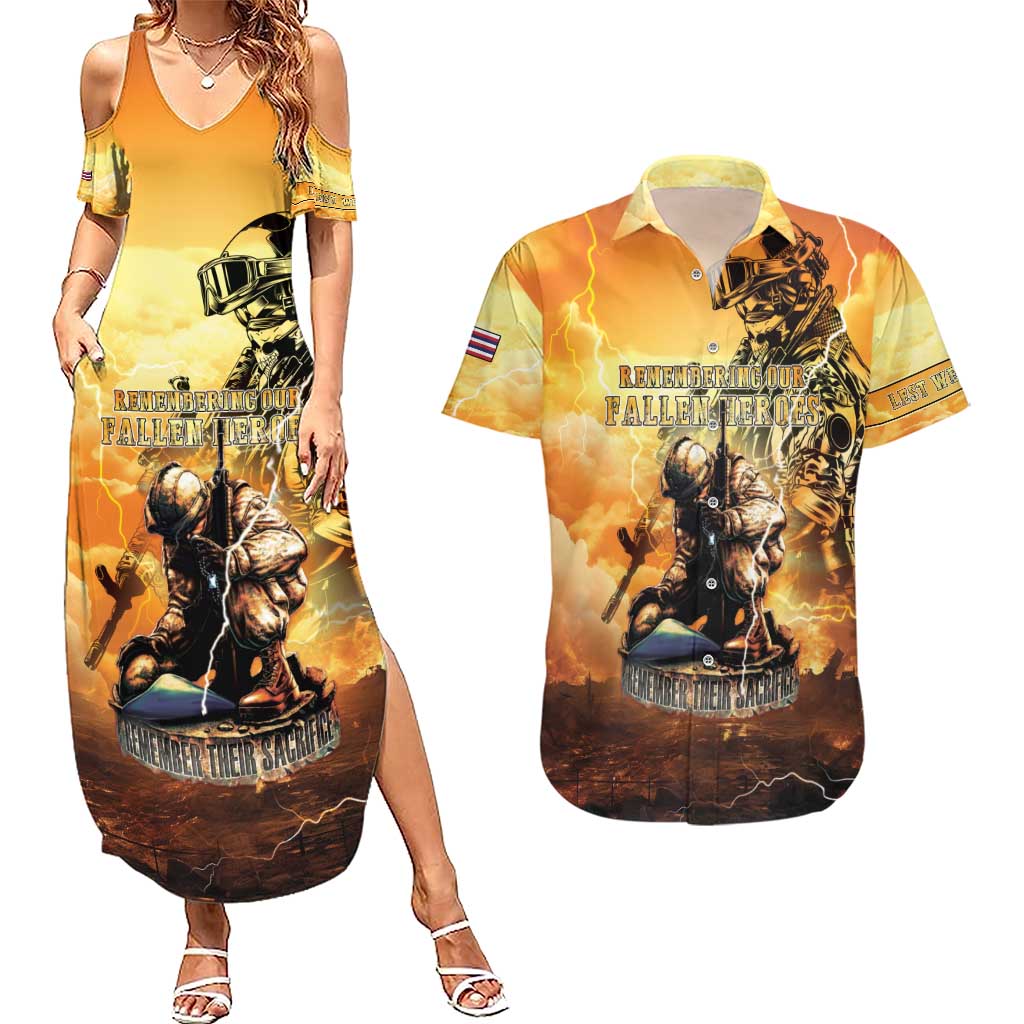 Hawaii Memorial Day Couples Matching Summer Maxi Dress and Hawaiian Shirt Remember Their Sacrifice