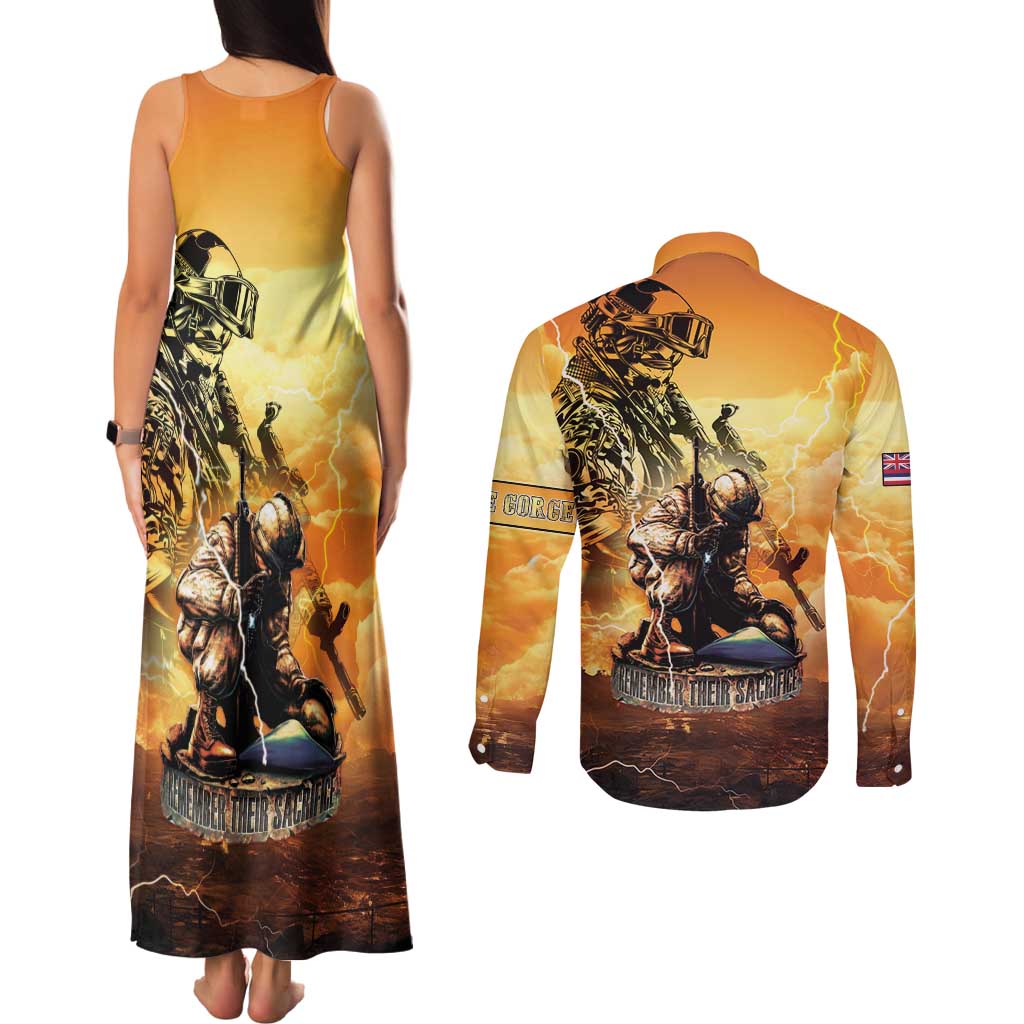 Hawaii Memorial Day Couples Matching Tank Maxi Dress and Long Sleeve Button Shirt Remember Their Sacrifice LT05 - Polynesian Pride