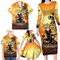 Hawaii Memorial Day Family Matching Long Sleeve Bodycon Dress and Hawaiian Shirt Remember Their Sacrifice