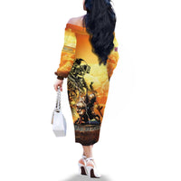 Hawaii Memorial Day Family Matching Off The Shoulder Long Sleeve Dress and Hawaiian Shirt Remember Their Sacrifice