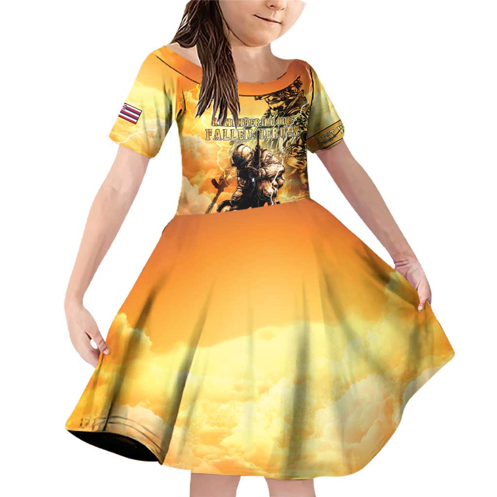 Hawaii Memorial Day Family Matching Off Shoulder Short Dress and Hawaiian Shirt Remember Their Sacrifice