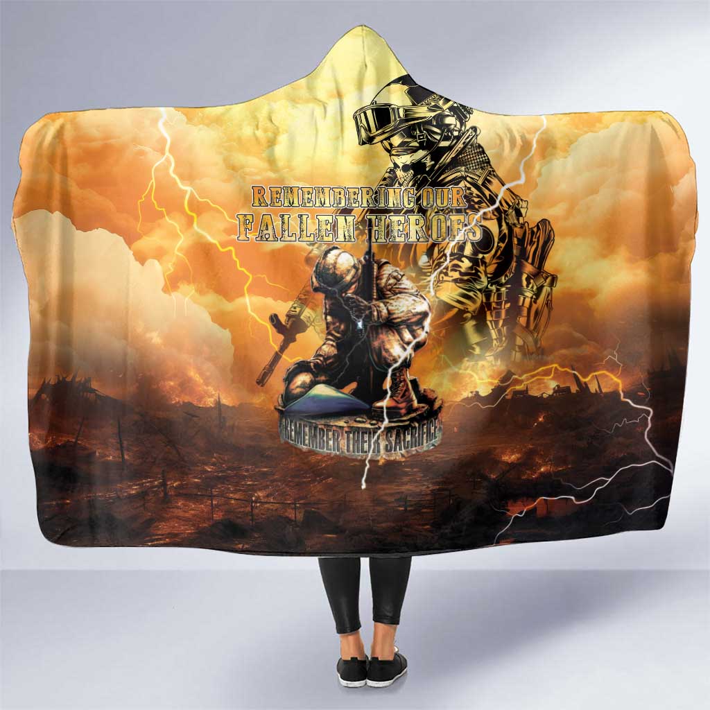 Hawaii Memorial Day Hooded Blanket Remember Their Sacrifice LT05 One Size Yellow - Polynesian Pride