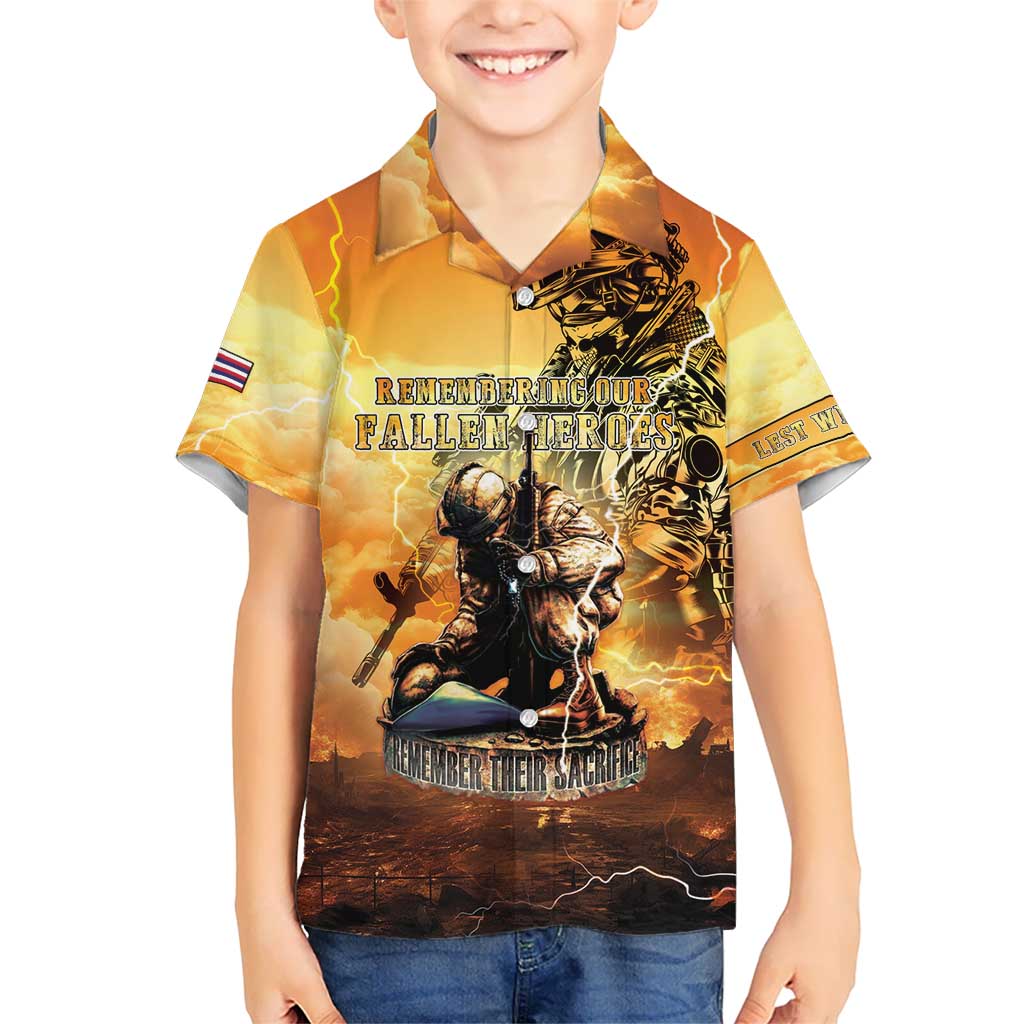Hawaii Memorial Day Kid Hawaiian Shirt Remember Their Sacrifice LT05 Kid Yellow - Polynesian Pride