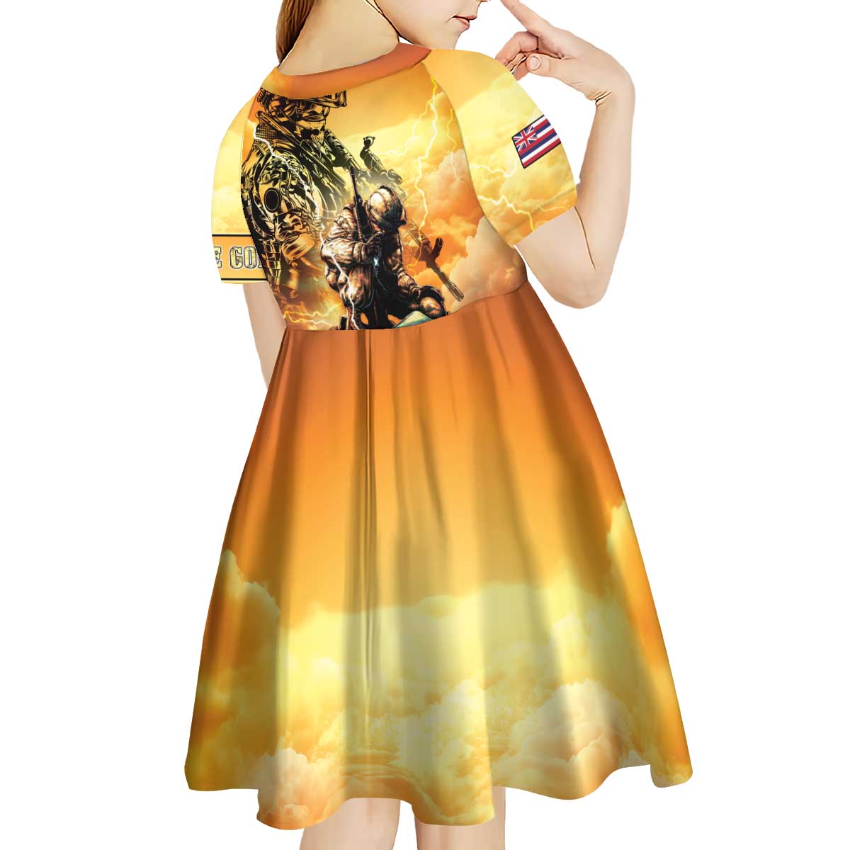 Hawaii Memorial Day Kid Short Sleeve Dress Remember Their Sacrifice LT05 - Polynesian Pride