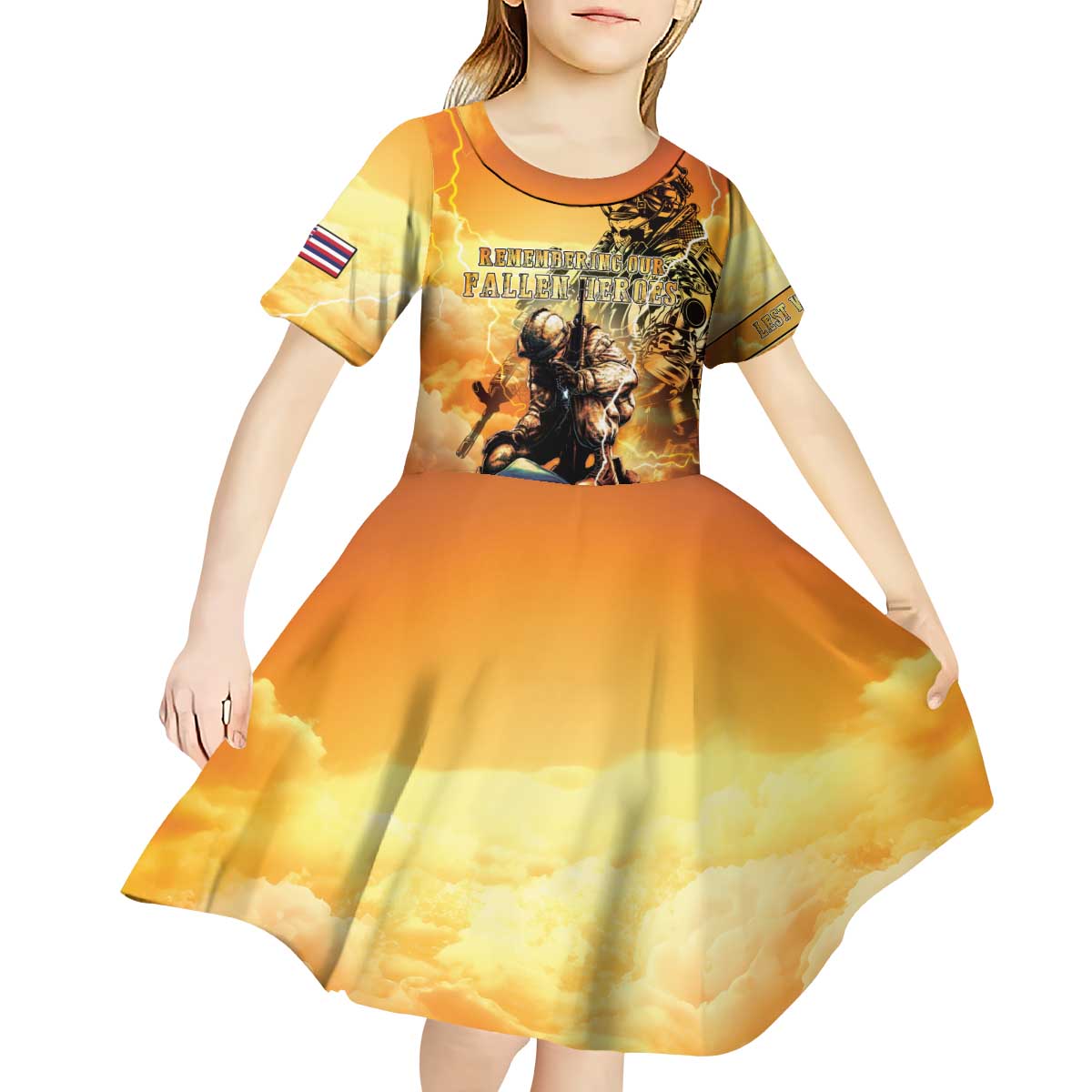 Hawaii Memorial Day Kid Short Sleeve Dress Remember Their Sacrifice LT05 - Polynesian Pride