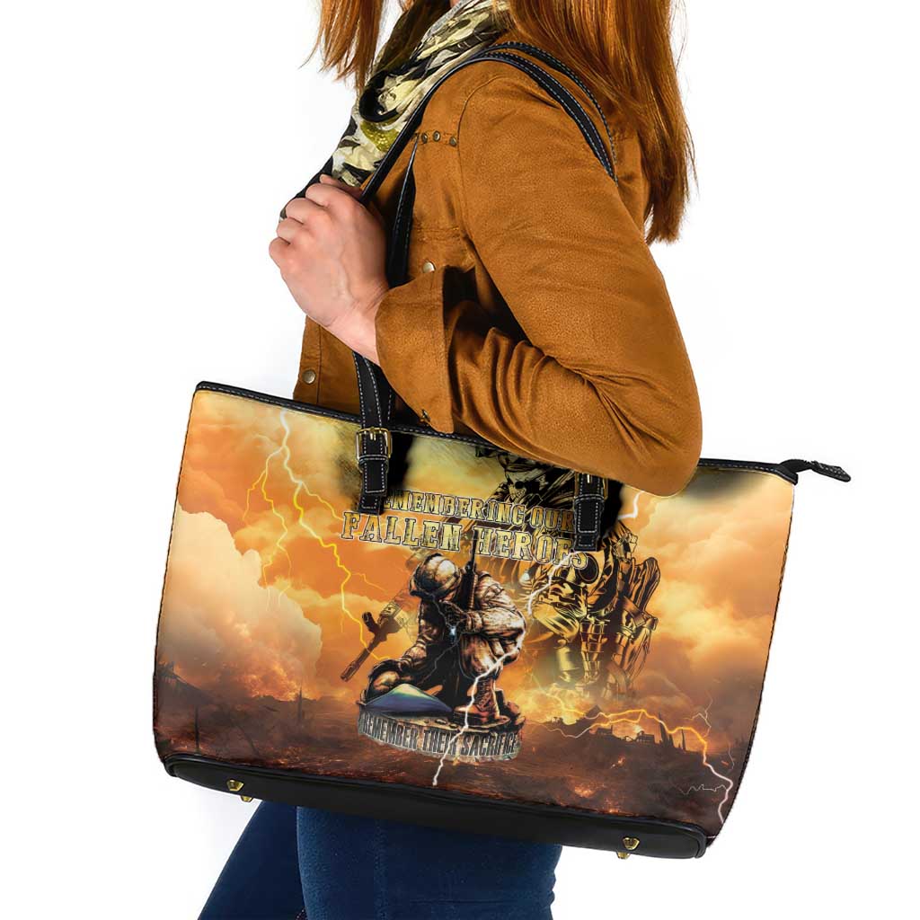 Hawaii Memorial Day Leather Tote Bag Remember Their Sacrifice