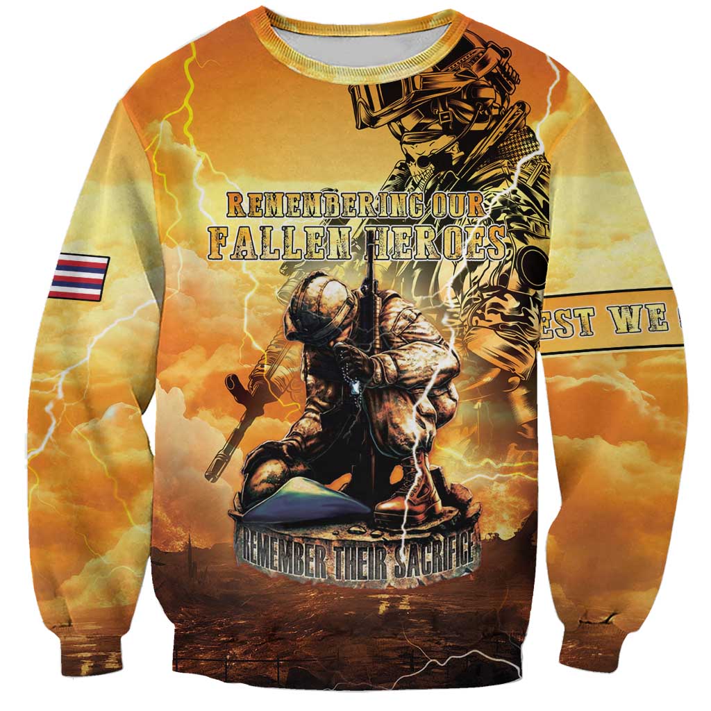 Hawaii Memorial Day Sweatshirt Remember Their Sacrifice LT05 Unisex Yellow - Polynesian Pride