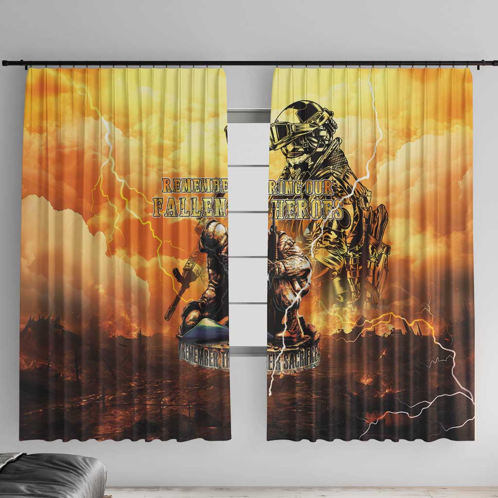 Hawaii Memorial Day Window Curtain Remember Their Sacrifice LT05 With Hooks Yellow - Polynesian Pride