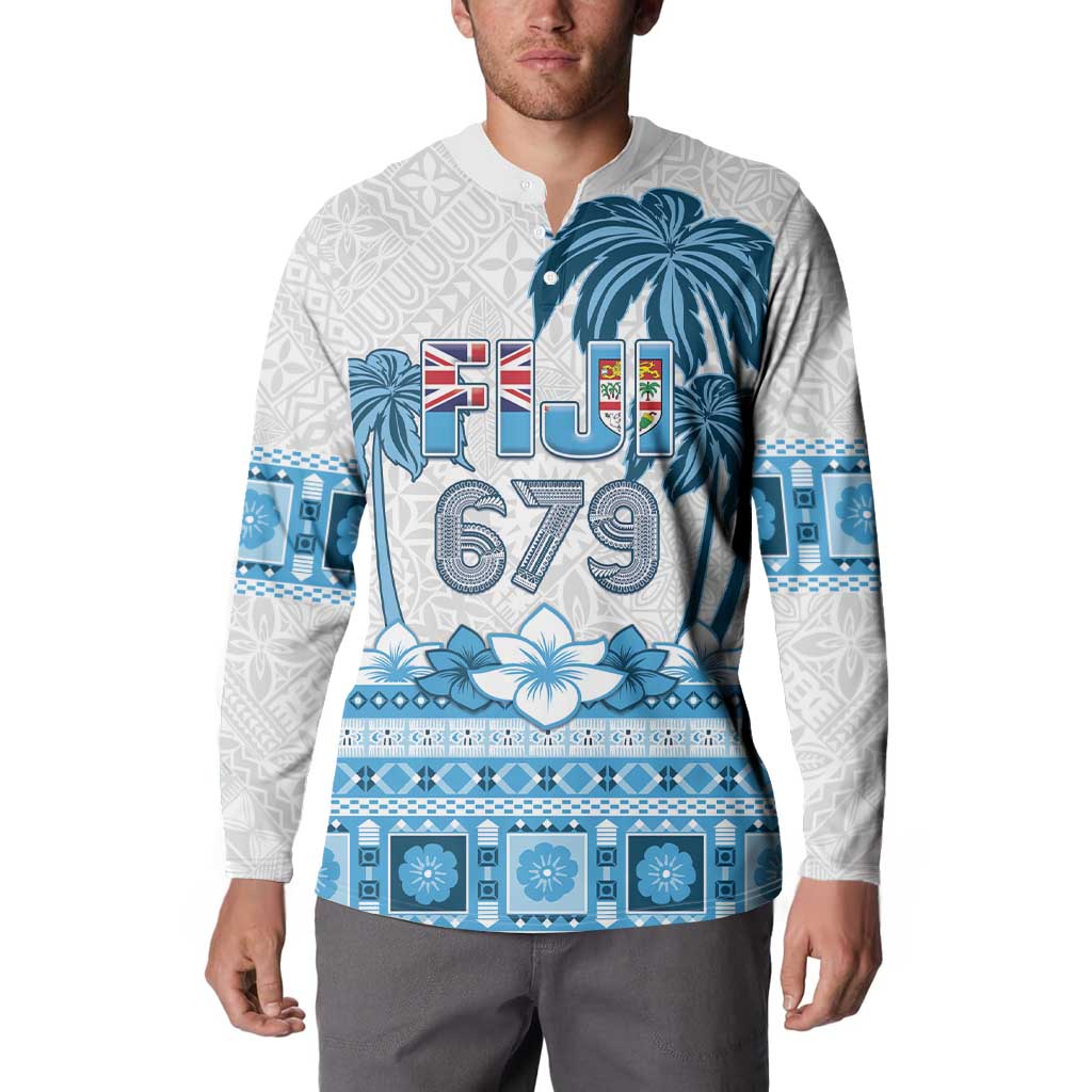 Fiji 679 Constitution Day Button Sweatshirt Fijian Tapa Pattern