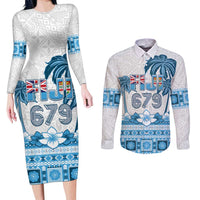 Fiji 679 Constitution Day Couples Matching Long Sleeve Bodycon Dress and Long Sleeve Button Shirt Fijian Tapa Pattern