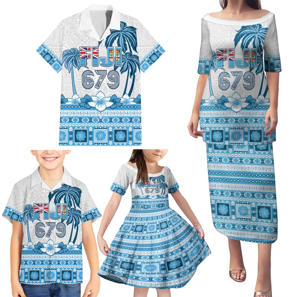 Fiji 679 Constitution Day Family Matching Puletasi and Hawaiian Shirt Fijian Tapa Pattern