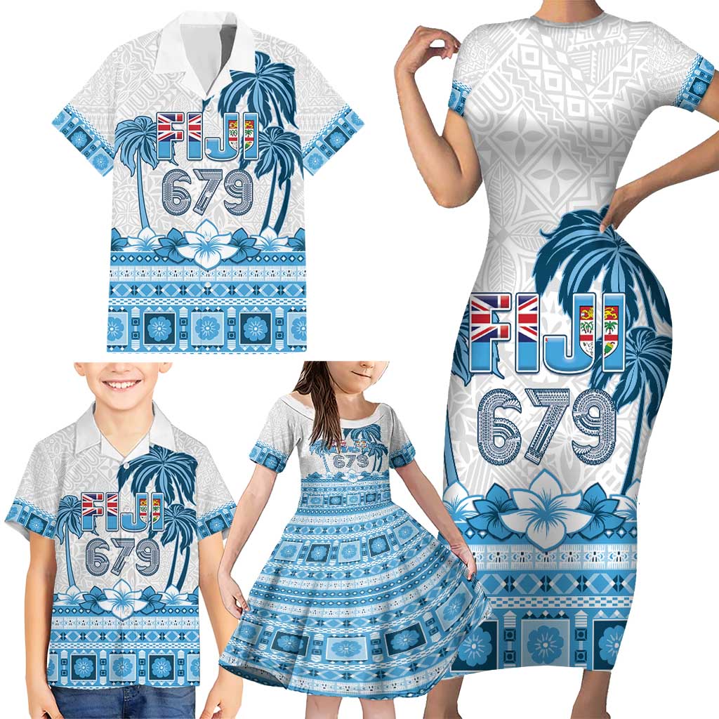 Fiji 679 Constitution Day Family Matching Short Sleeve Bodycon Dress and Hawaiian Shirt Fijian Tapa Pattern