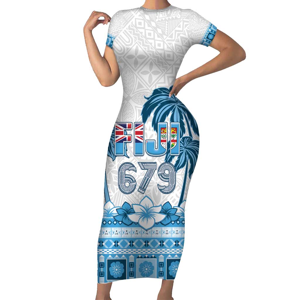 Fiji 679 Constitution Day Short Sleeve Bodycon Dress Fijian Tapa Pattern