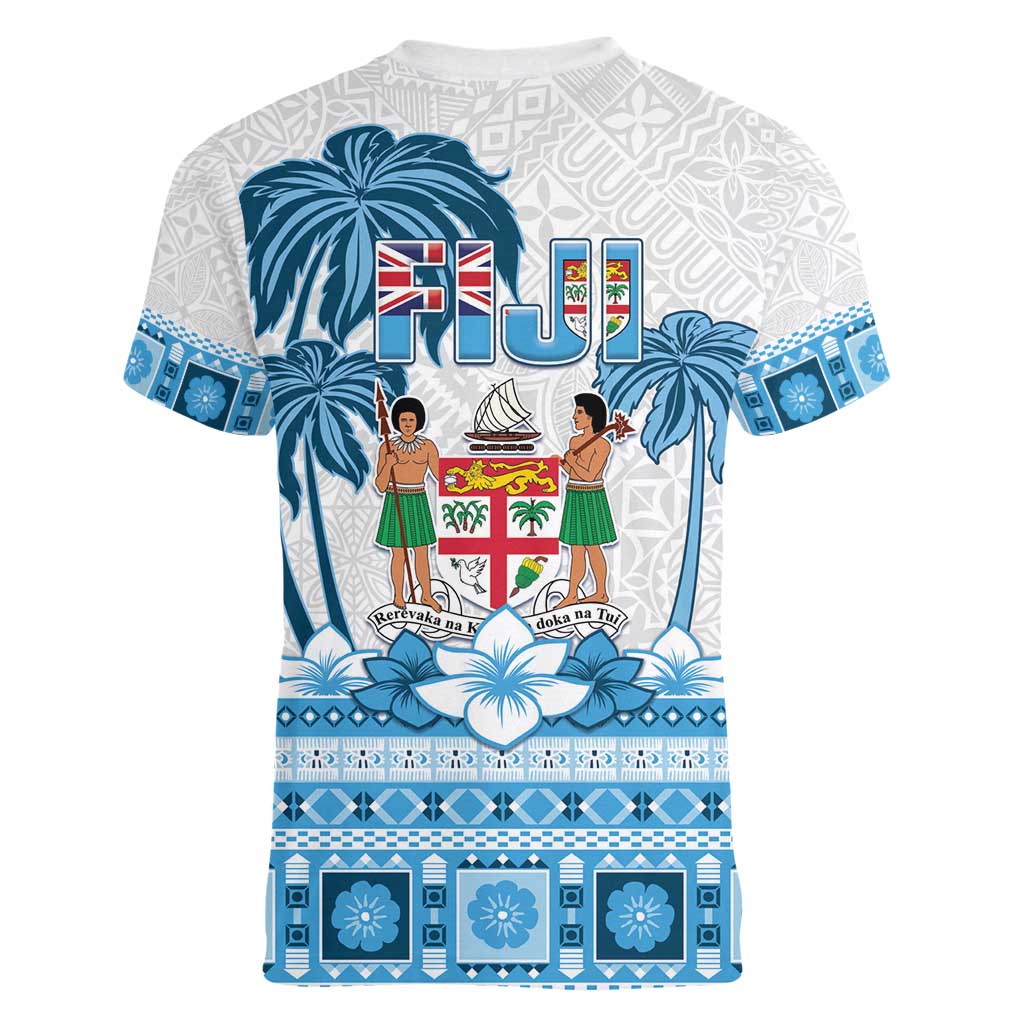 Fiji 679 Constitution Day Women V-Neck T-Shirt Fijian Tapa Pattern