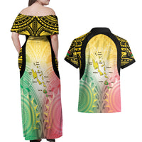 Vanuatu Independence Day Couples Matching Off Shoulder Maxi Dress and Hawaiian Shirt The Untouched Paradise