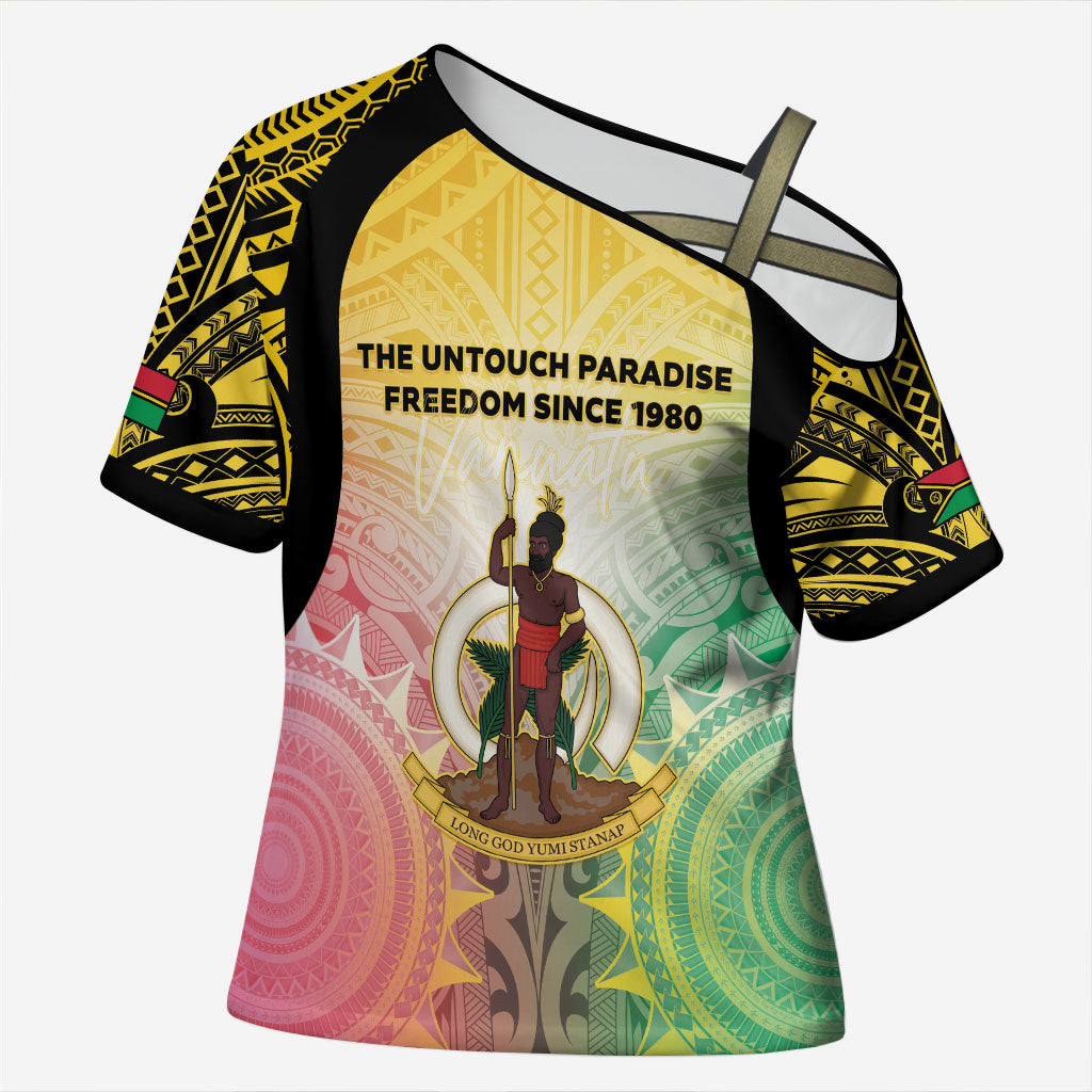 Vanuatu Independence Day Cross Shoulder Shirt The Untouched Paradise LT05 Female Colorful - Polynesian Pride