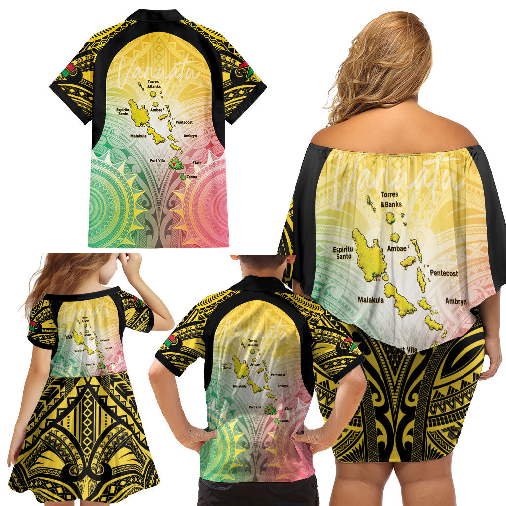 Vanuatu Independence Day Family Matching Off Shoulder Short Dress and Hawaiian Shirt The Untouched Paradise