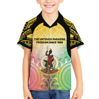 Vanuatu Independence Day Family Matching Off Shoulder Short Dress and Hawaiian Shirt The Untouched Paradise