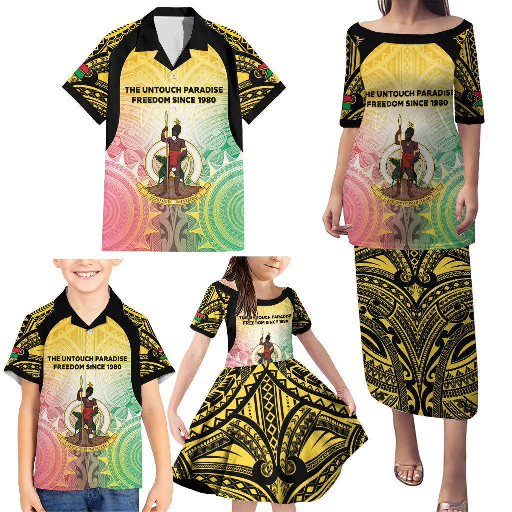 Vanuatu Independence Day Family Matching Puletasi and Hawaiian Shirt The Untouched Paradise