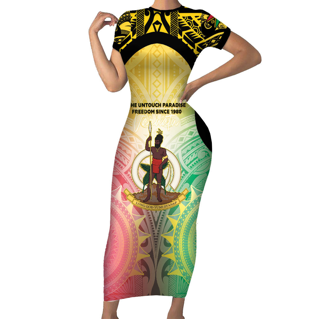 Vanuatu Independence Day Family Matching Short Sleeve Bodycon Dress and Hawaiian Shirt The Untouched Paradise