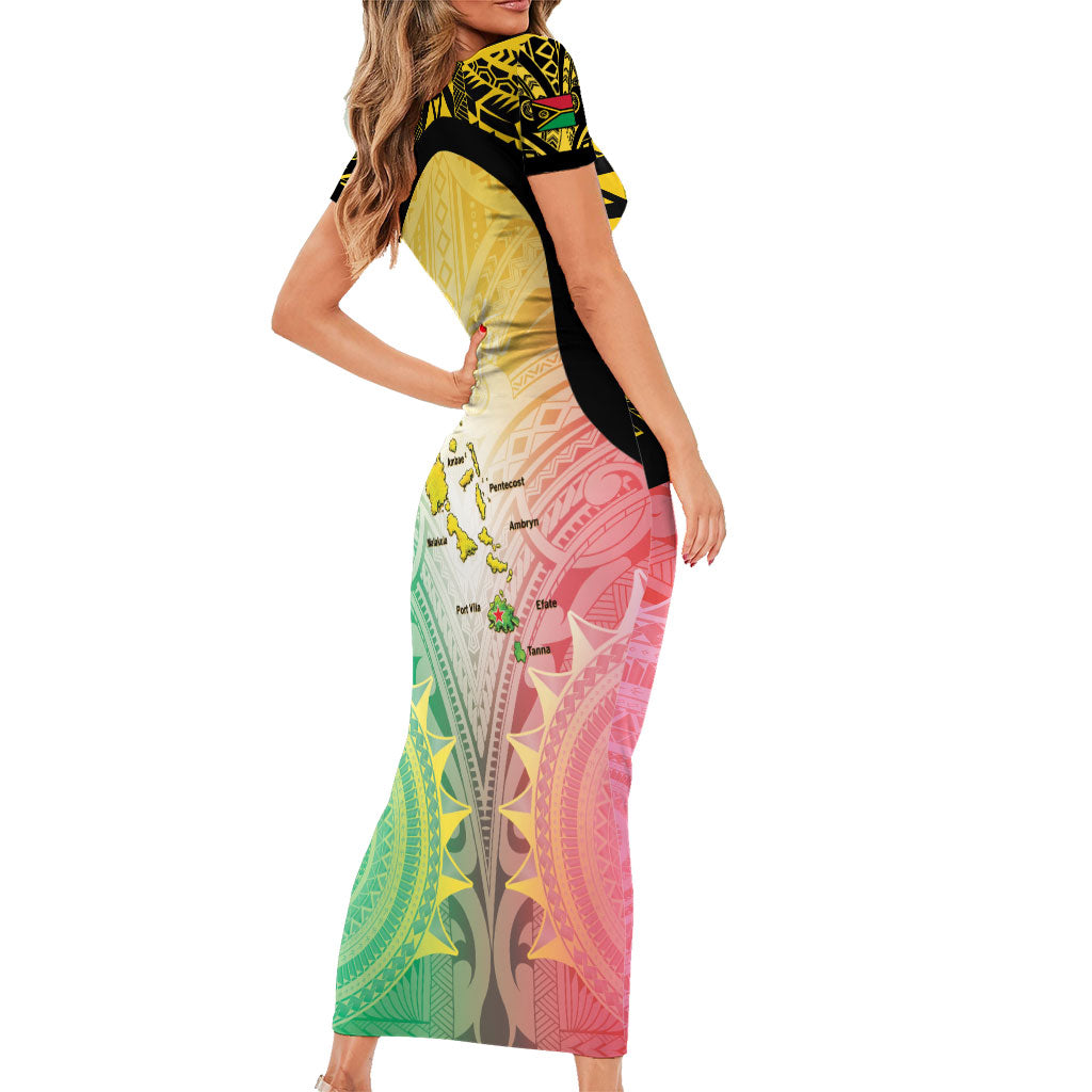 Vanuatu Independence Day Family Matching Short Sleeve Bodycon Dress and Hawaiian Shirt The Untouched Paradise