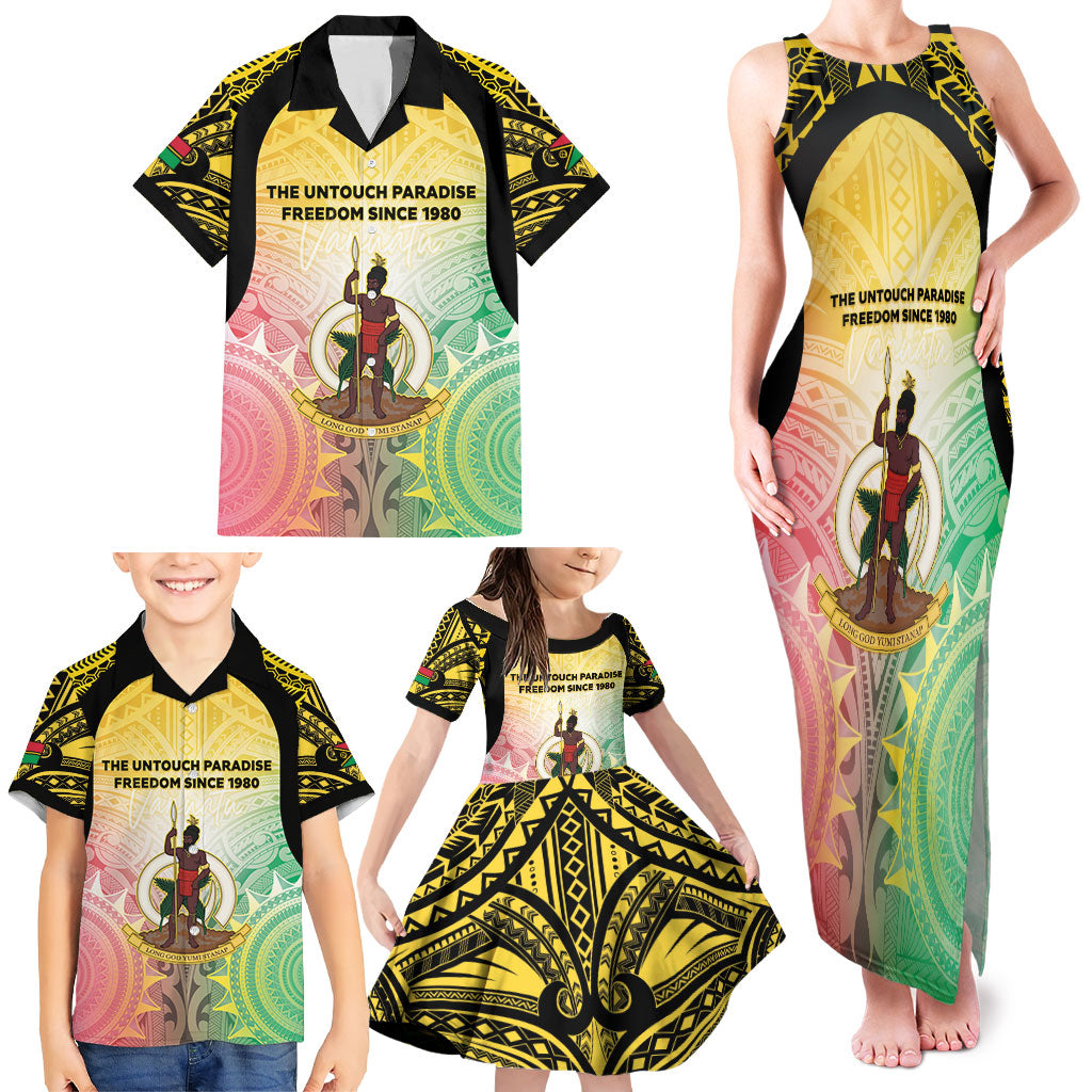 Vanuatu Independence Day Family Matching Tank Maxi Dress and Hawaiian Shirt The Untouched Paradise