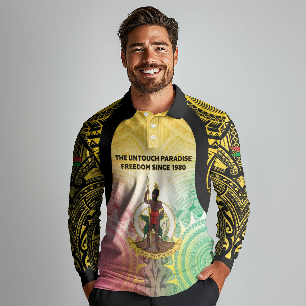 Vanuatu Independence Day Long Sleeve Polo Shirt The Untouched Paradise