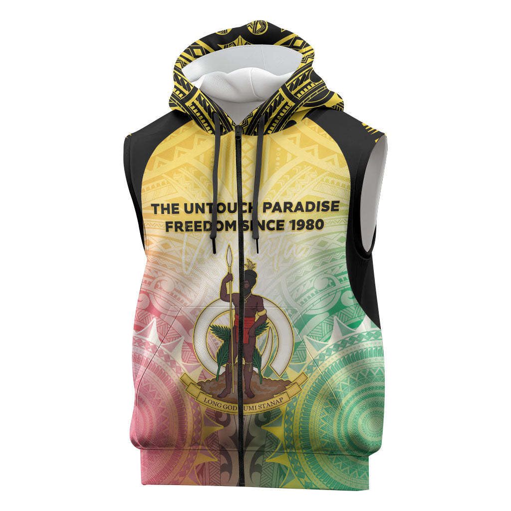 Vanuatu Independence Day Sleeveless Zip Hoodie The Untouched Paradise LT05 Colorful - Polynesian Pride