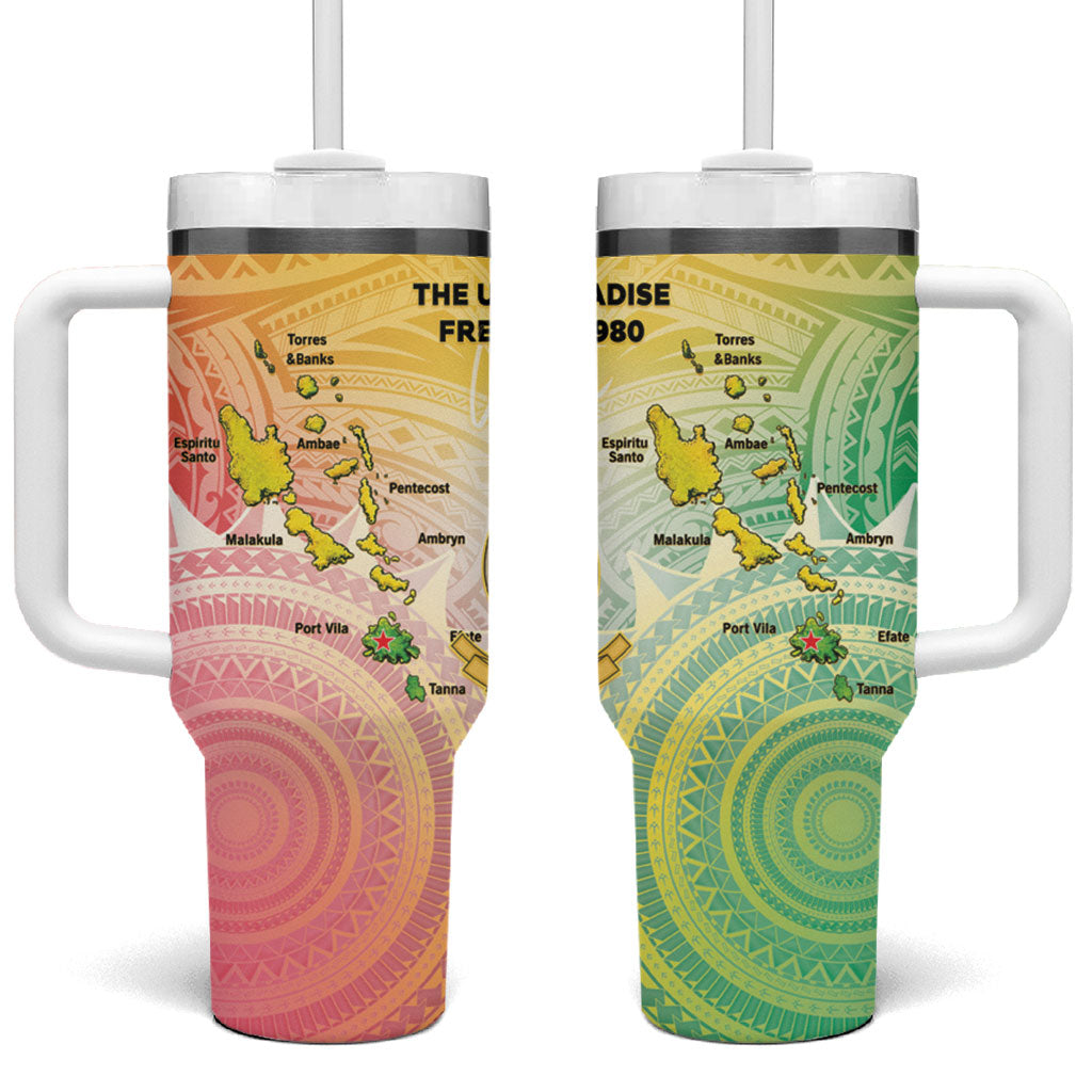 Vanuatu Independence Day Tumbler With Handle The Untouched Paradise LT05 One Size: 40 oz Colorful - Polynesian Pride