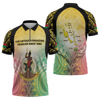 Vanuatu Independence Day Zipper Polo Shirt The Untouched Paradise